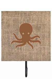 Octopus Burlap and Brown Leash Or Key Holder