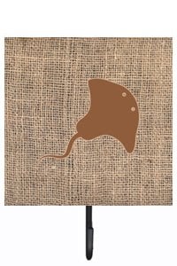 Stingray Burlap and Brown Leash Or Key Holder