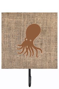 Octopus Burlap and Brown Leash Or Key Holder