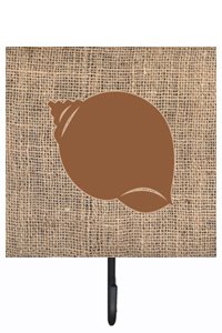 Shell Burlap and Brown Leash Or Key Holder