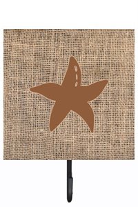 Starfish Burlap and Brown Leash Or Key Holder