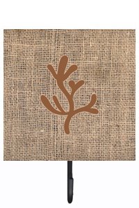 Coral Burlap and Brown Leash Or Key Holder