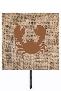 Crab Burlap and Brown Leash Or Key Holder