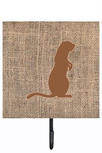 Meerkat Burlap and Brown Leash Or Key Holder