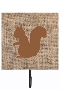 Squirrel Burlap and Brown Leash Or Key Holder