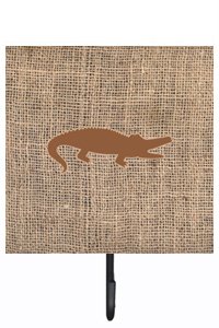 Alligator Burlap and Brown Leash Or Key Holder