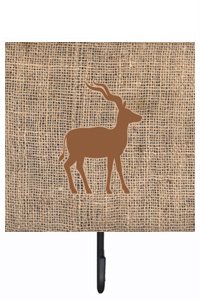 Deer Burlap and Brown Leash Or Key Holder