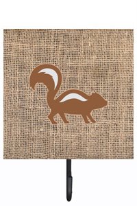 Skunk Burlap and Brown Leash Or Key Holder