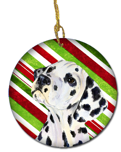 Dalmatian Candy Cane Holiday Christmas Ceramic Ornament