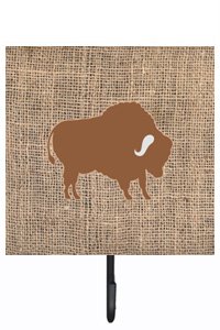 Buffalo Burlap and Brown Leash Or Key Holder