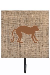 Monkey Burlap and Brown Leash Or Key Holder