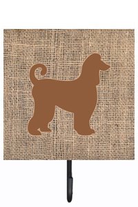 Afghan Hound Burlap and Brown Leash Or Key Holder