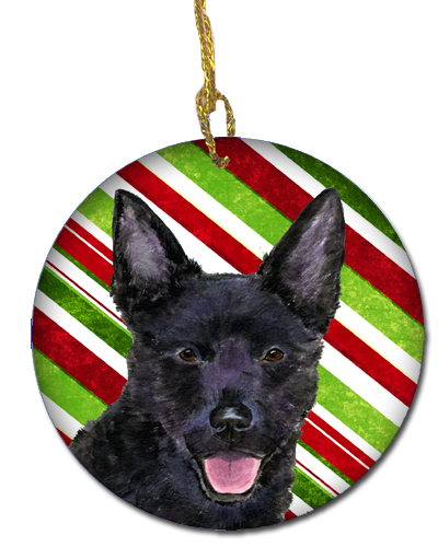 Australian Kelpie Candy Cane Holiday Christmas Ceramic Ornament