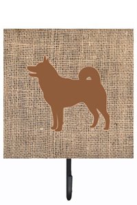 Shiba Inu Burlap and Brown Leash Or Key Holder