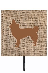 Chihuahua Burlap and Brown Leash Or Key Holder