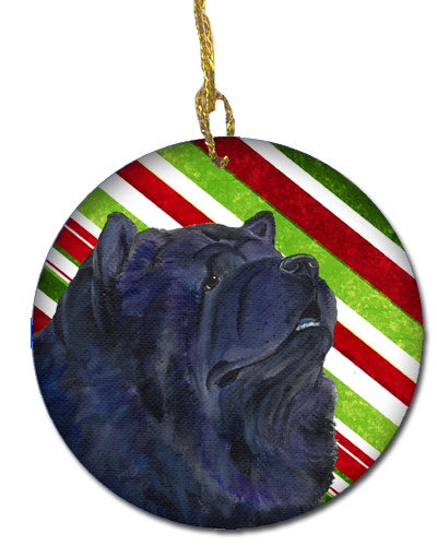 Chow Chow Candy Cane Holiday Christmas Ceramic Ornament