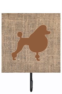 Poodle Burlap and Brown Leash Or Key Holder