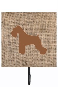 Schnauzer Burlap and Brown Leash Or Key Holder