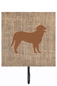 Curly Coated Retriever Burlap and Brown Leash Or Key Holder