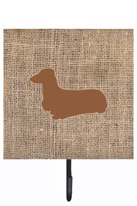 Dachshund Burlap and Brown Leash Or Key Holder