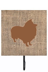 Sheltie Burlap and Brown Leash Or Key Holder