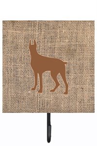 Great Dane Burlap and Brown Leash Or Key Holder
