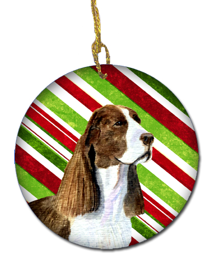 Springer Spaniel Candy Cane Holiday Christmas Ceramic Ornament