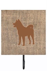 Akita Burlap and Brown Leash Or Key Holder