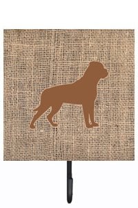 Rottweiler Burlap and Brown Leash Or Key Holder