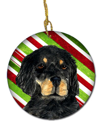 Gordon Setter Candy Cane Holiday Christmas Ceramic Ornament