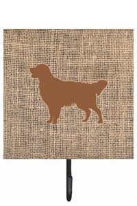 Golden Retriever Burlap and Brown Leash Or Key Holder