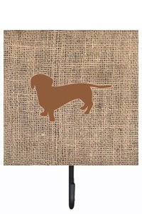 Dachshund Burlap and Brown Leash Or Key Holder