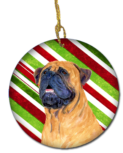 Mastiff Candy Cane Holiday Christmas Ceramic Ornament