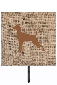 Pointer Burlap and Brown Leash Or Key Holder