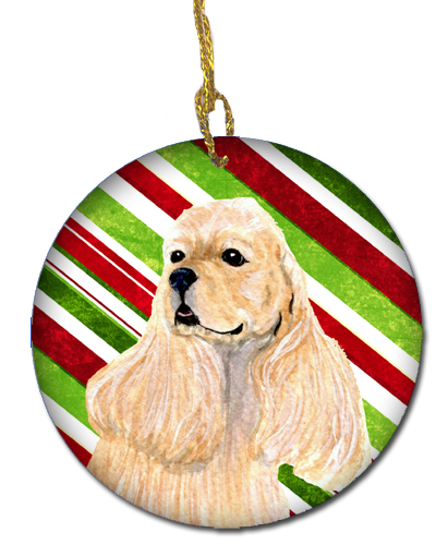 Cocker Spaniel Candy Cane Holiday Christmas Ceramic Ornament