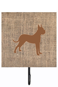Boxer Burlap And Brown Leash Or Key Holder