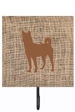 Basenji Burlap And Brown Leash Or Key Holder