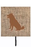 Shiba Inu Burlap And Brown Leash Or Key Holder