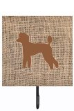 Poodle Burlap And Brown Leash Or Key Holder