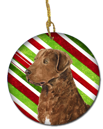 Chesapeake Bay Retriever Candy Cane Holiday Christmas Ceramic Ornament