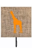 Giraffe Burlap And Orange Leash Or Key Holder