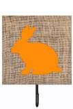 Rabbit Burlap And Orange Leash Or Key Holder