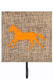 Horse Burlap And Orange Leash Or Key Holder