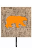 Bear Burlap And Orange Leash Or Key Holder