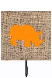 Rhinoceros Burlap And Orange Leash Or Key Holder