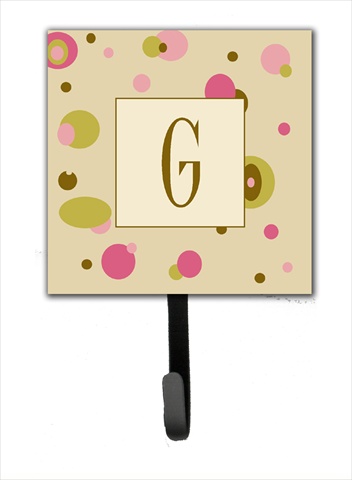 CJ1004-GSH4 Letter G Initial Monogram - Tan Dots Leash Holder Or Key Hook