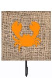 Crab Burlap And Orange Leash Or Key Holder