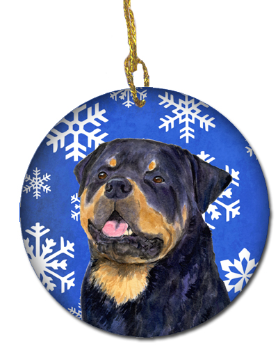 Rottweiler Winter Snowflakes Holiday Christmas Ceramic Ornament