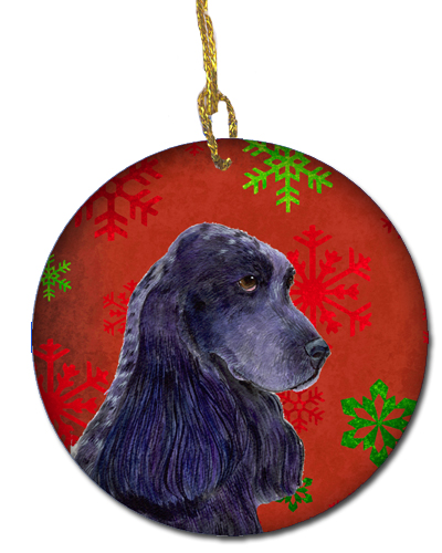Cocker Spaniel Red Snowflakes Holiday Christmas Ceramic Ornament