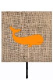 Whale Burlap And Orange Leash Or Key Holder